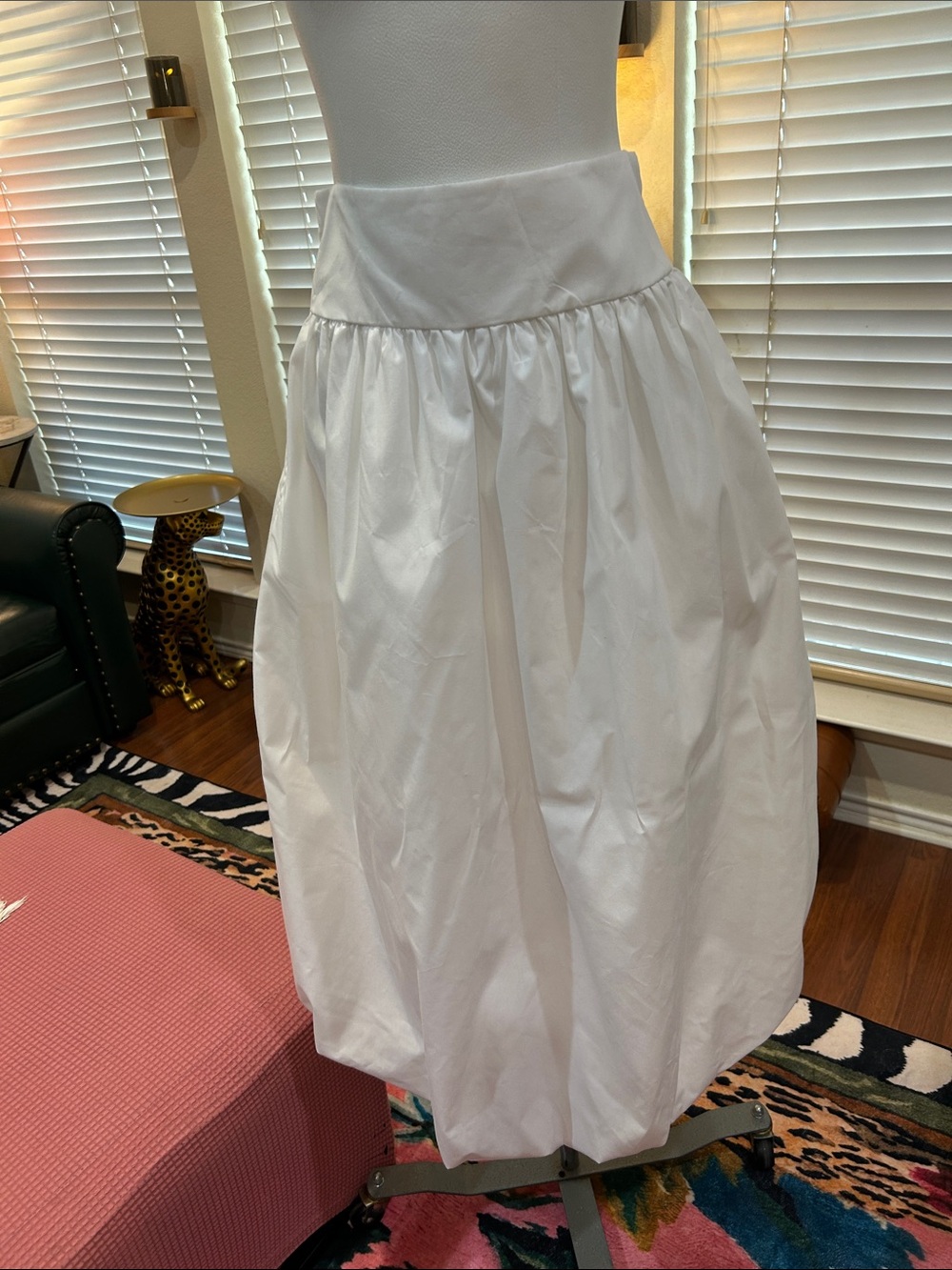 White Gathered A-Line Maxi Skirt - High Waist Full Silhouette